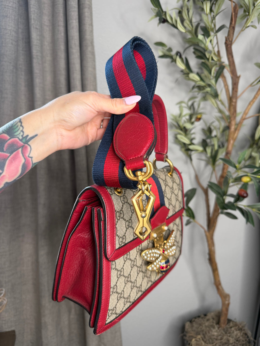 Gucci Bee Margaret Top Handle with long strap